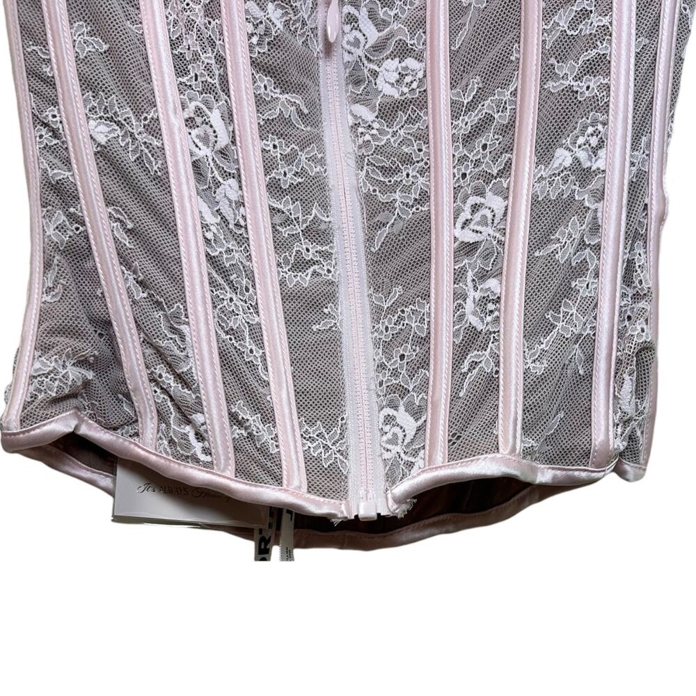 House of CB NWT Women's 'Ayana' Lace Boned Corset Top, Veiled Rose Pink, X-Small - Picture 11 of 12